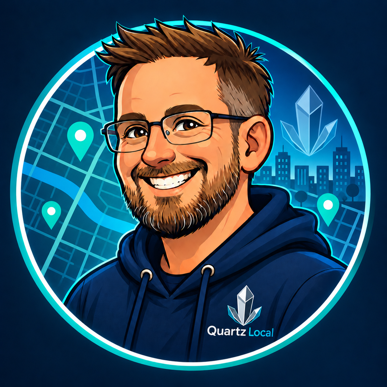 Illustrated portrait representing the person behind Quartz Local